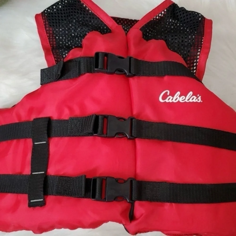 The Cabela's Youth Red General Boating Life Vest, fits 50-90 LBS